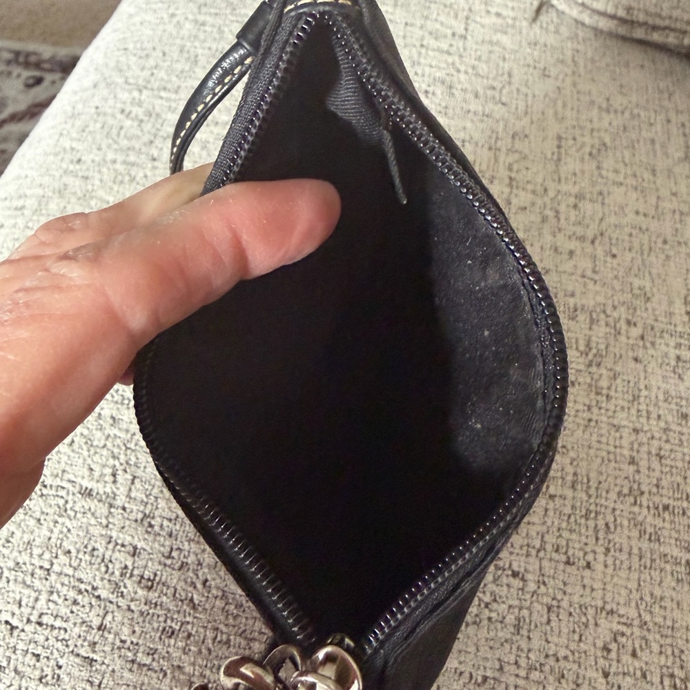 Coach Y2K Black Mini C Jaquard/Leather Wristlet EUC 6x4 - Picture 5 of 7